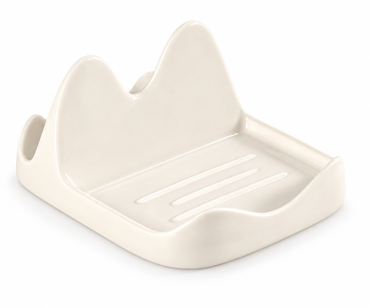 ๐ณ Ceramic Lid Rest | Kitchen | Cook's Gift | Ivory Waves