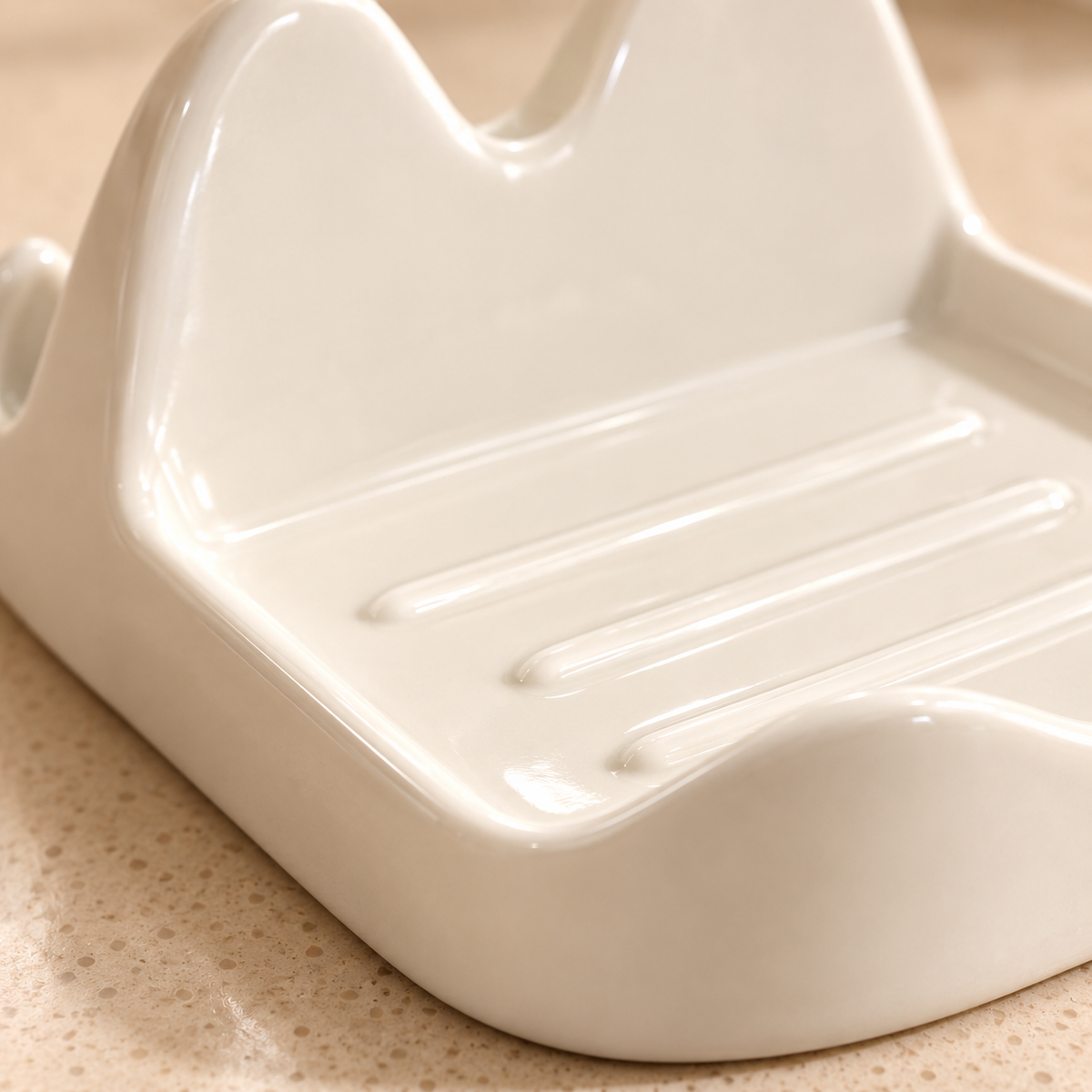 🍳 Ceramic Lid Rest | Kitchen | Cook's Gift | Ivory Waves