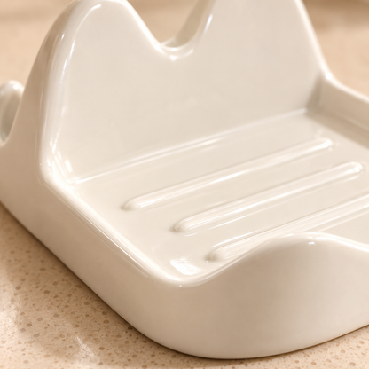 🍳 Ceramic Lid Rest | Kitchen | Cook's Gift | Ivory Waves