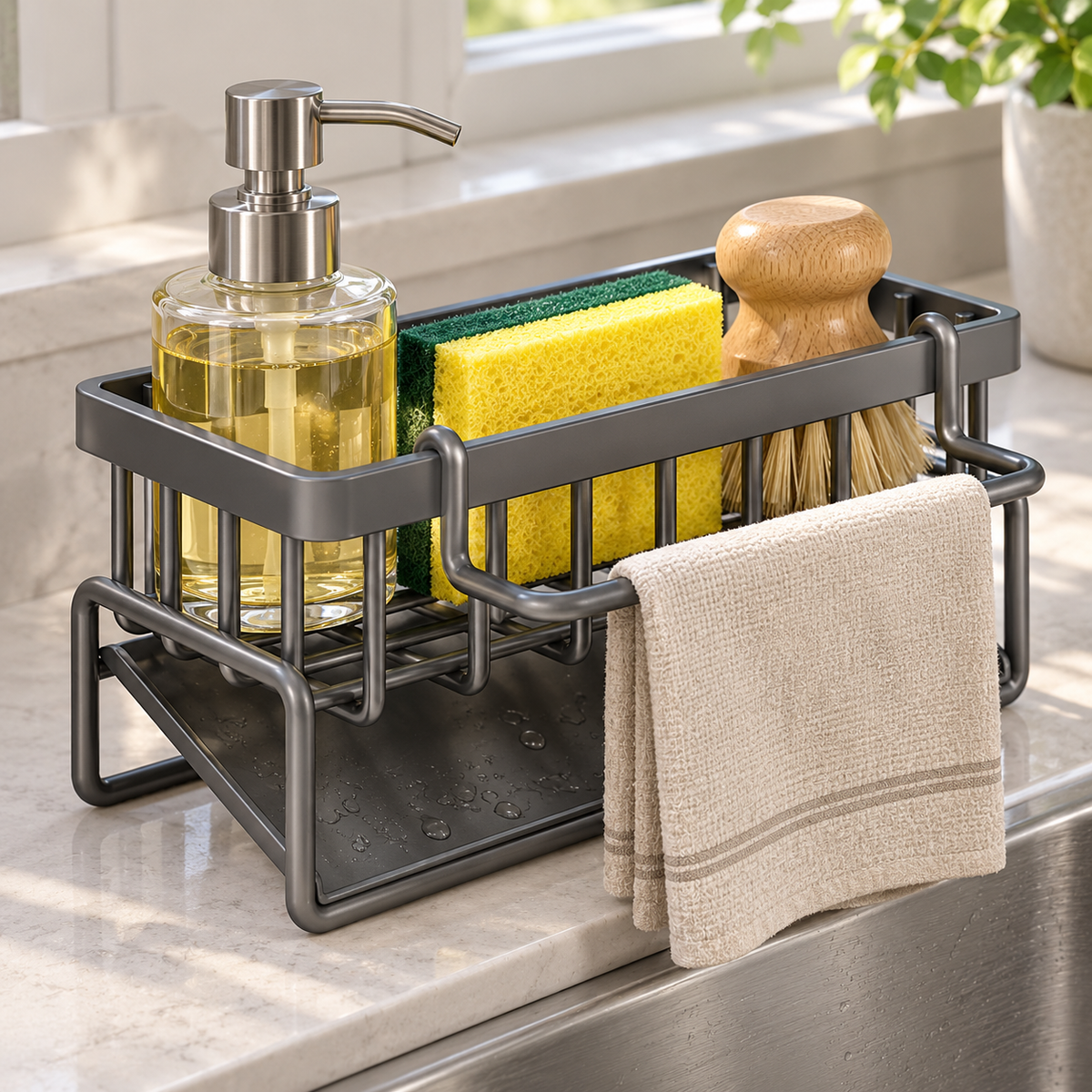 🧽 Sink Caddy | Metal Kitchen Storage | Space-Saving Organizer