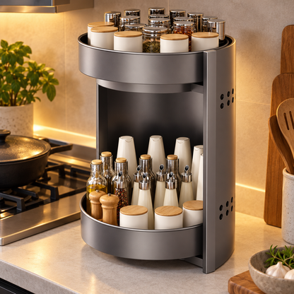 🌿 Spice Rack | Metal Kitchen | Cook's Gift | Dual-Tier Organizer