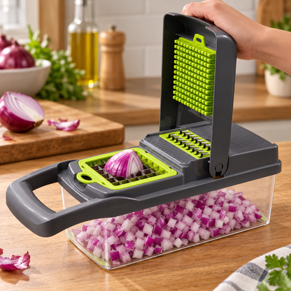 🥦 Vegetable Chopper | Plastic Prep | Home Chef Gift | Multi-Blade