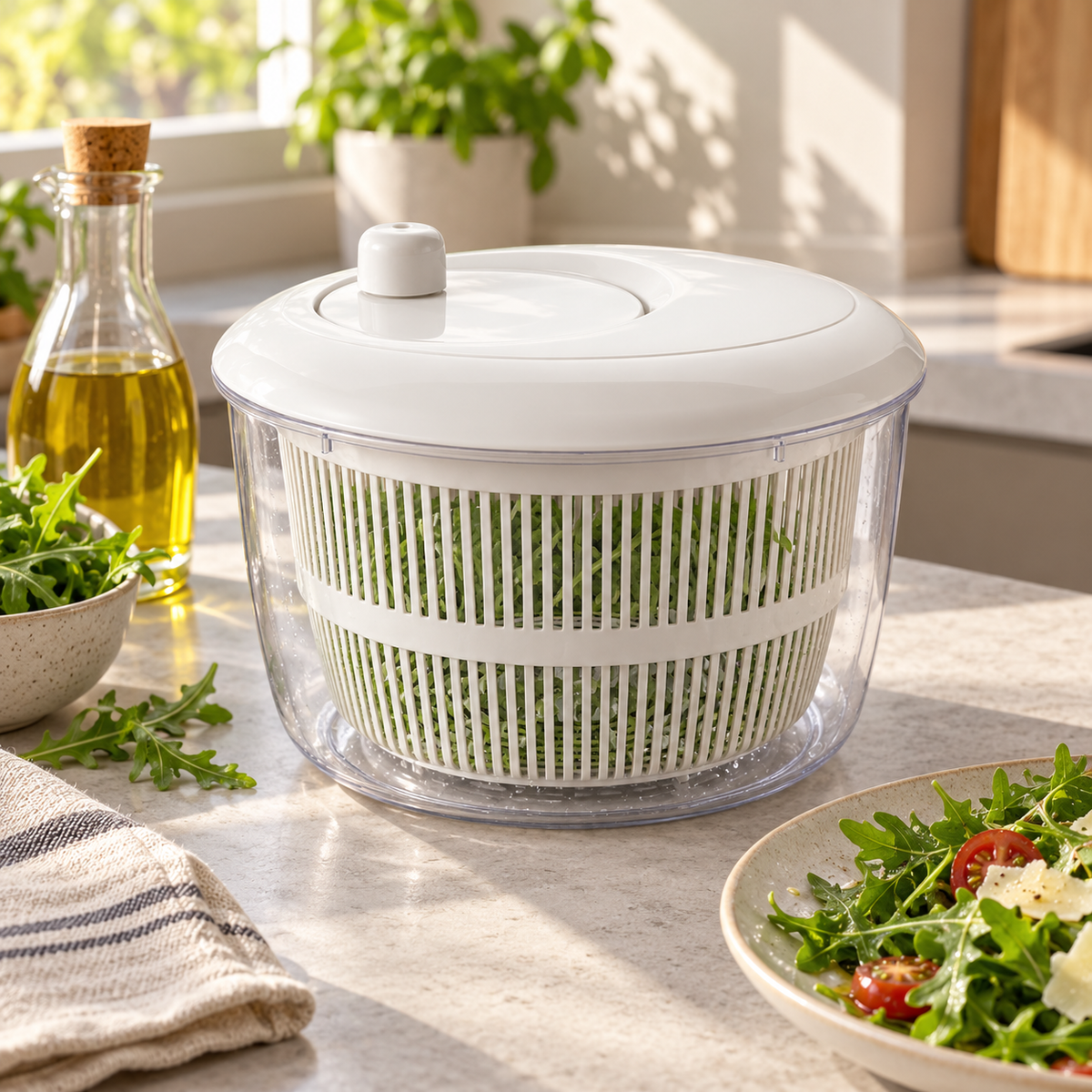 🥗 Salad Spinner | Clear Plastic Kitchen Prep | Gift-Worthy Design