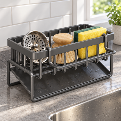 🧽 Sink Caddy | Metal Kitchen Storage | Space-Saving Organizer
