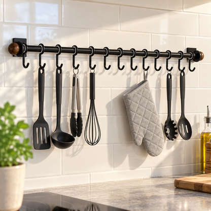 🪝 Wall Hooks | Metal Kitchen | Home Gift, Sleek Black