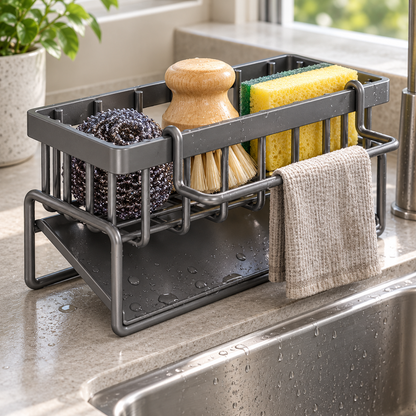 🧽 Sink Caddy | Metal Kitchen Storage | Space-Saving Organizer