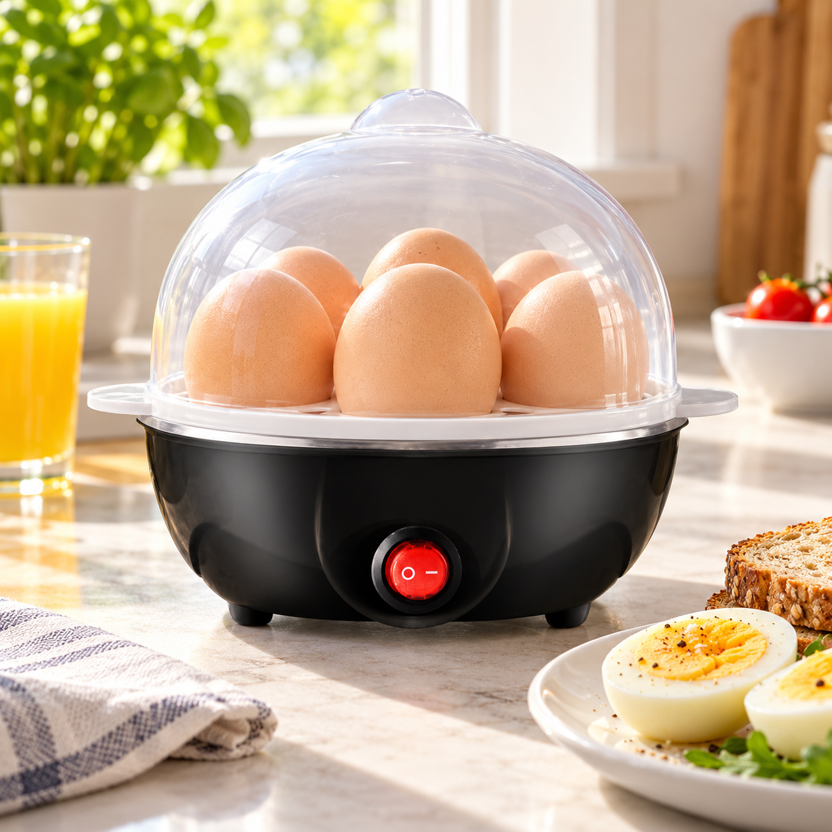 🥚 Egg Cooker | Plastic Breakfast Prep | Family-Friendly Compact Design