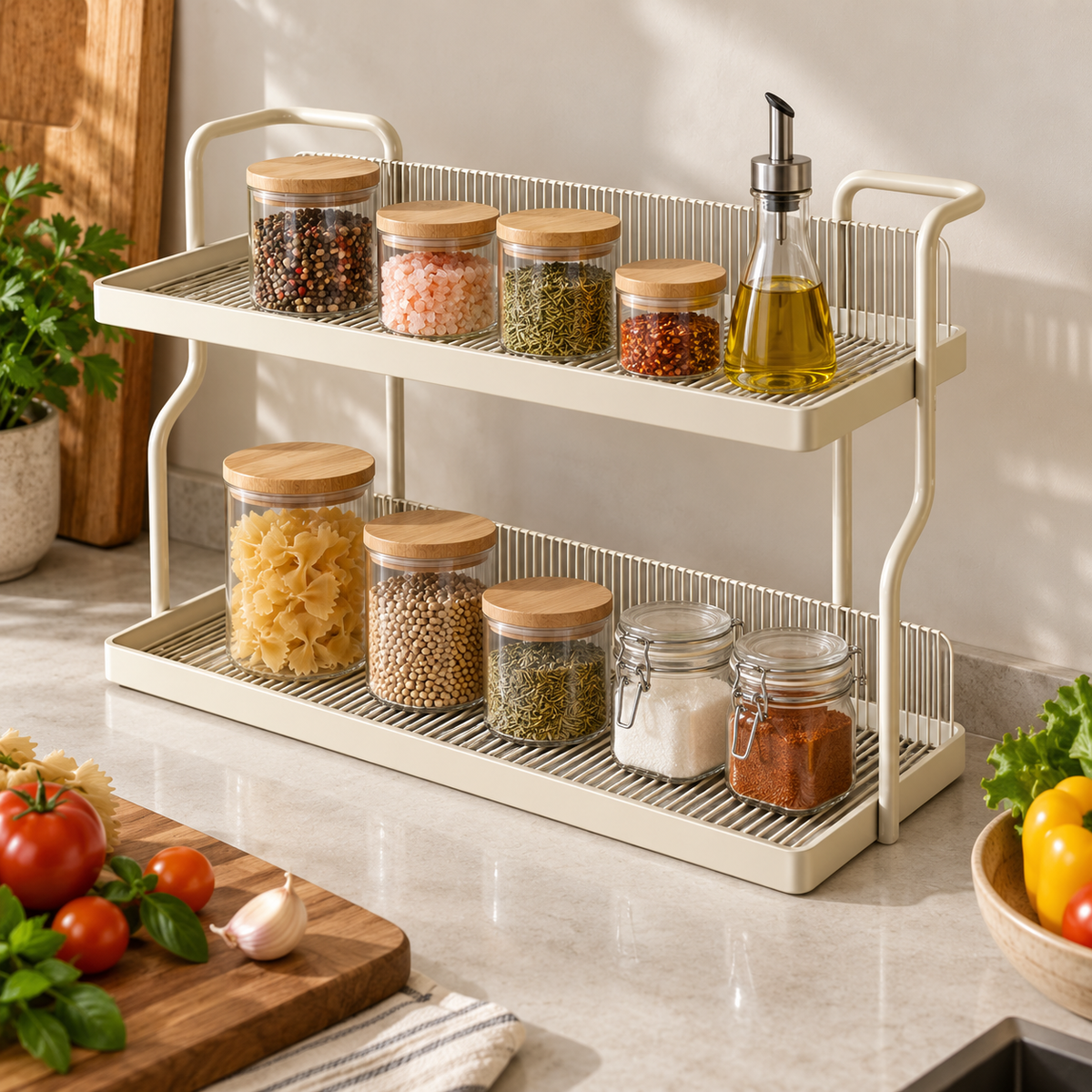 ✨ Kitchen Rack | Metal Countertop Storage | Home Cook's Double-Tier