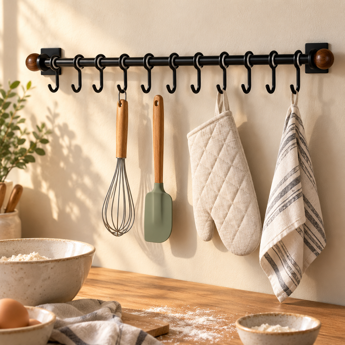 🪝 Wall Hooks | Metal Kitchen | Home Gift, Sleek Black