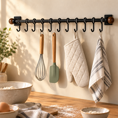 🪝 Wall Hooks | Metal Kitchen | Home Gift, Sleek Black
