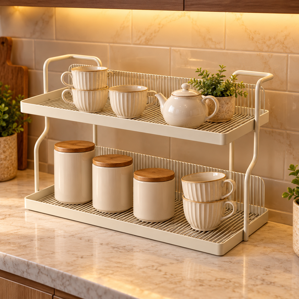 ✨ Kitchen Rack | Metal Countertop Storage | Home Cook's Double-Tier