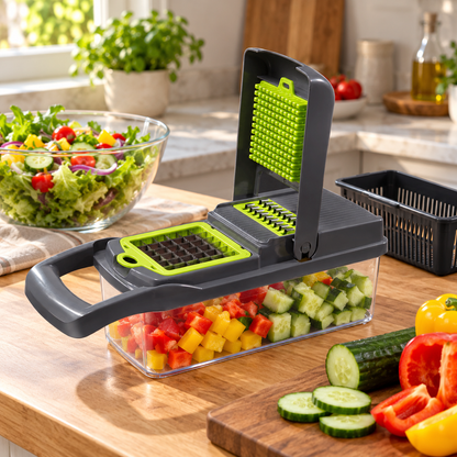 🥦 Vegetable Chopper | Plastic Prep | Home Chef Gift | Multi-Blade