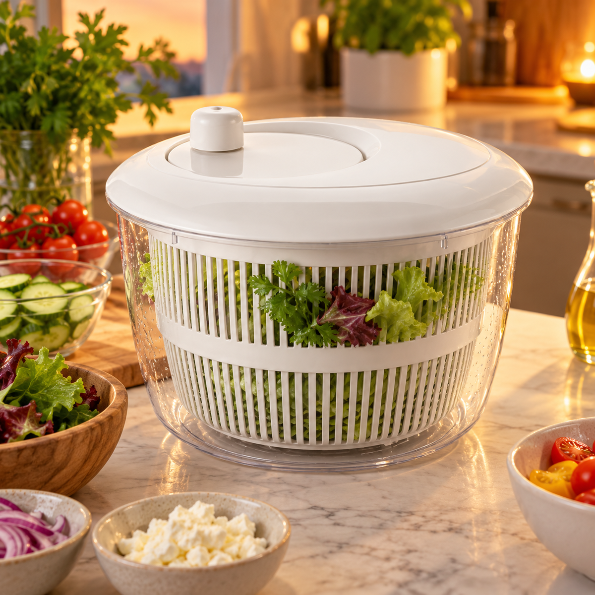 🥗 Salad Spinner | Clear Plastic Kitchen Prep | Gift-Worthy Design