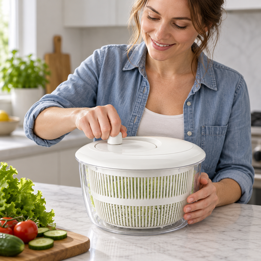 🥗 Salad Spinner | Clear Plastic Kitchen Prep | Gift-Worthy Design