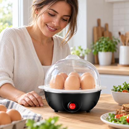 🥚 Egg Cooker | Plastic Breakfast Prep | Family-Friendly Compact Design