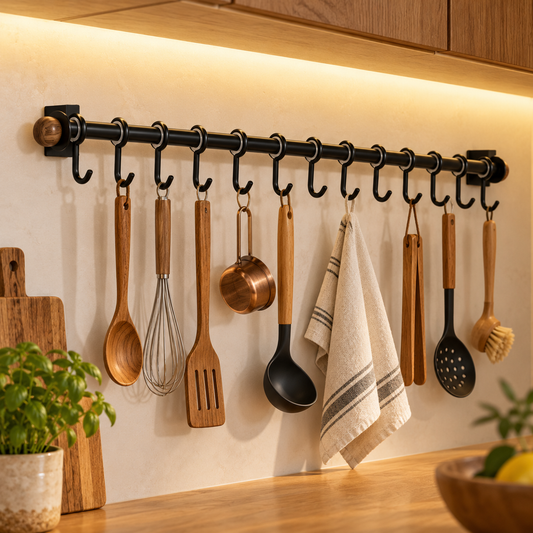 🪝 Wall Hooks | Metal Kitchen | Home Gift, Sleek Black